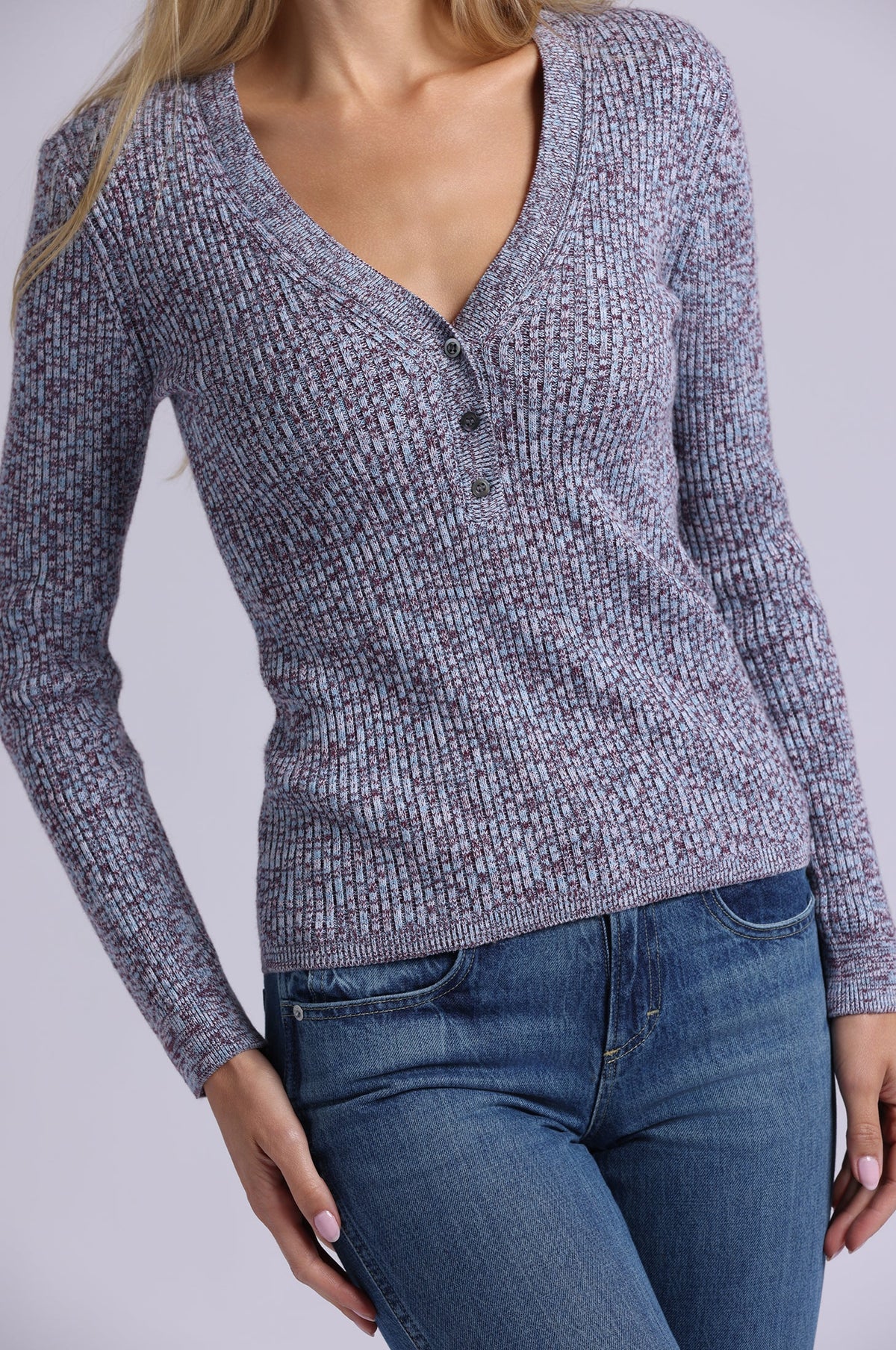 minnie rose rib marled henley blue combo