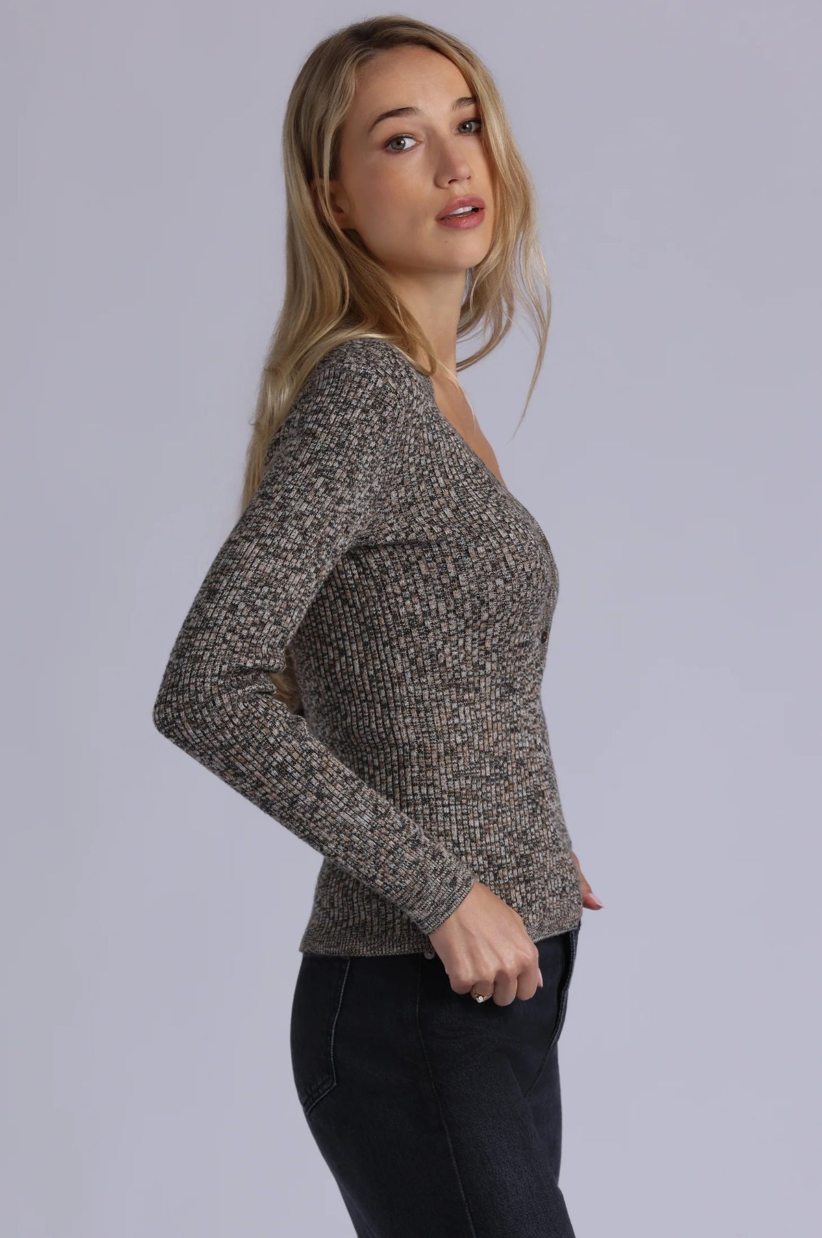 minnie rose rib marled henley desert sand combo