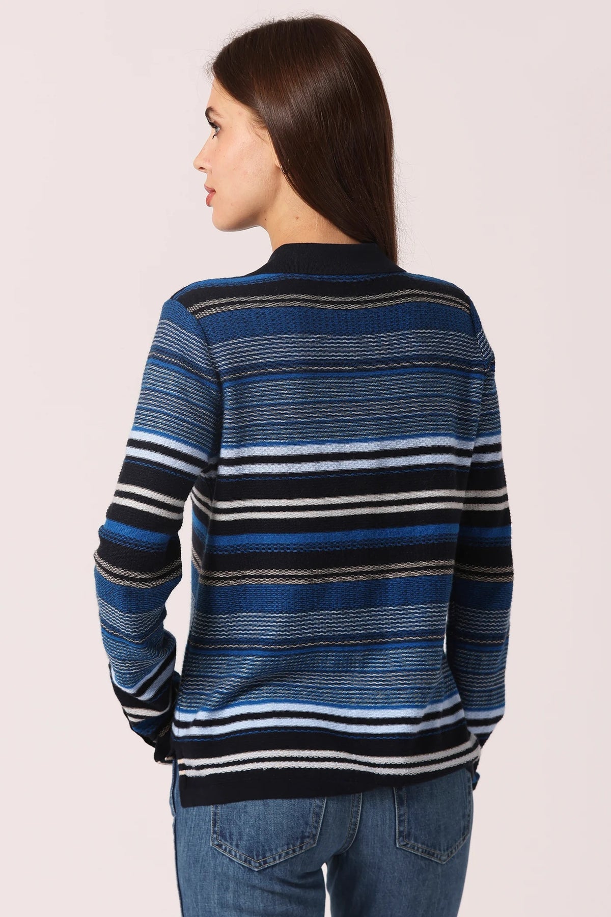 minnie rose novelty stripe camp shirt navy combo