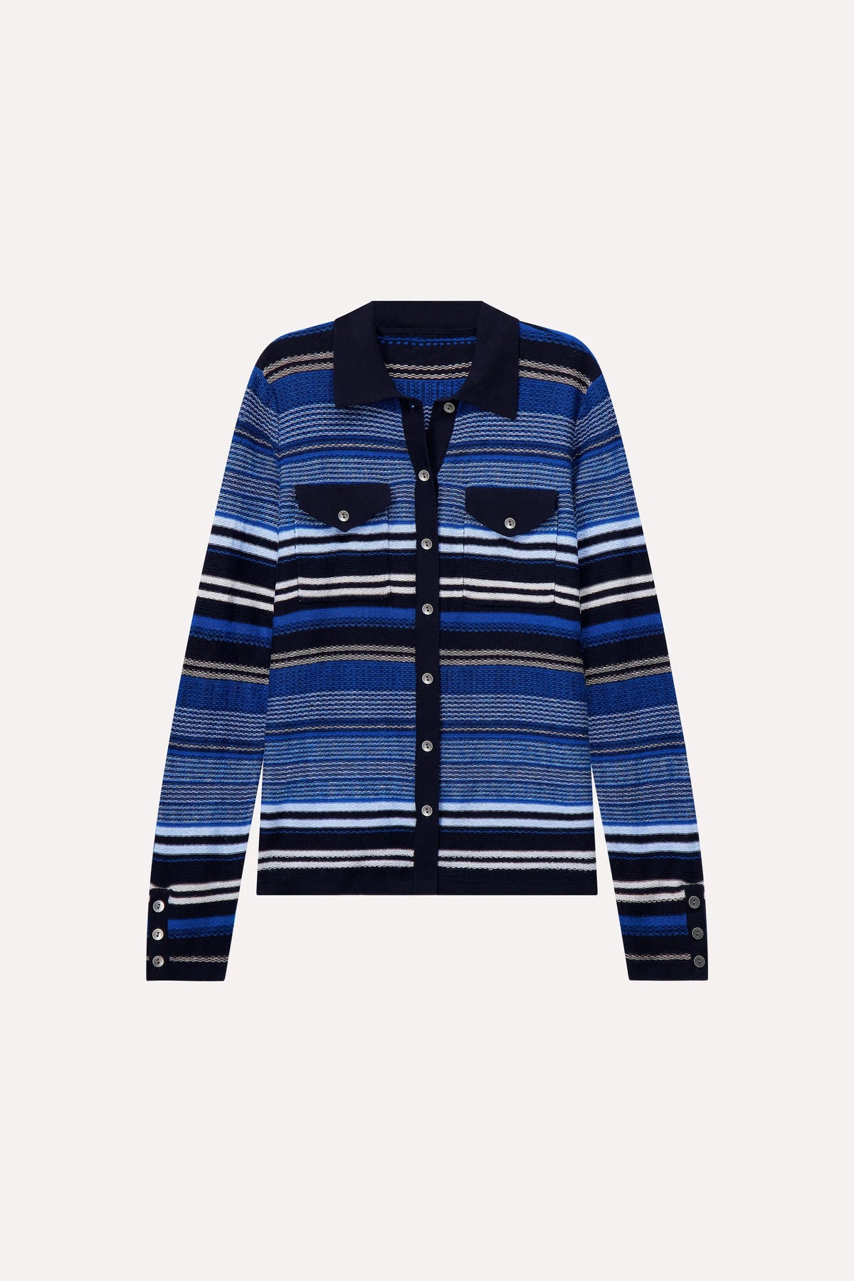 minnie rose novelty stripe camp shirt navy combo