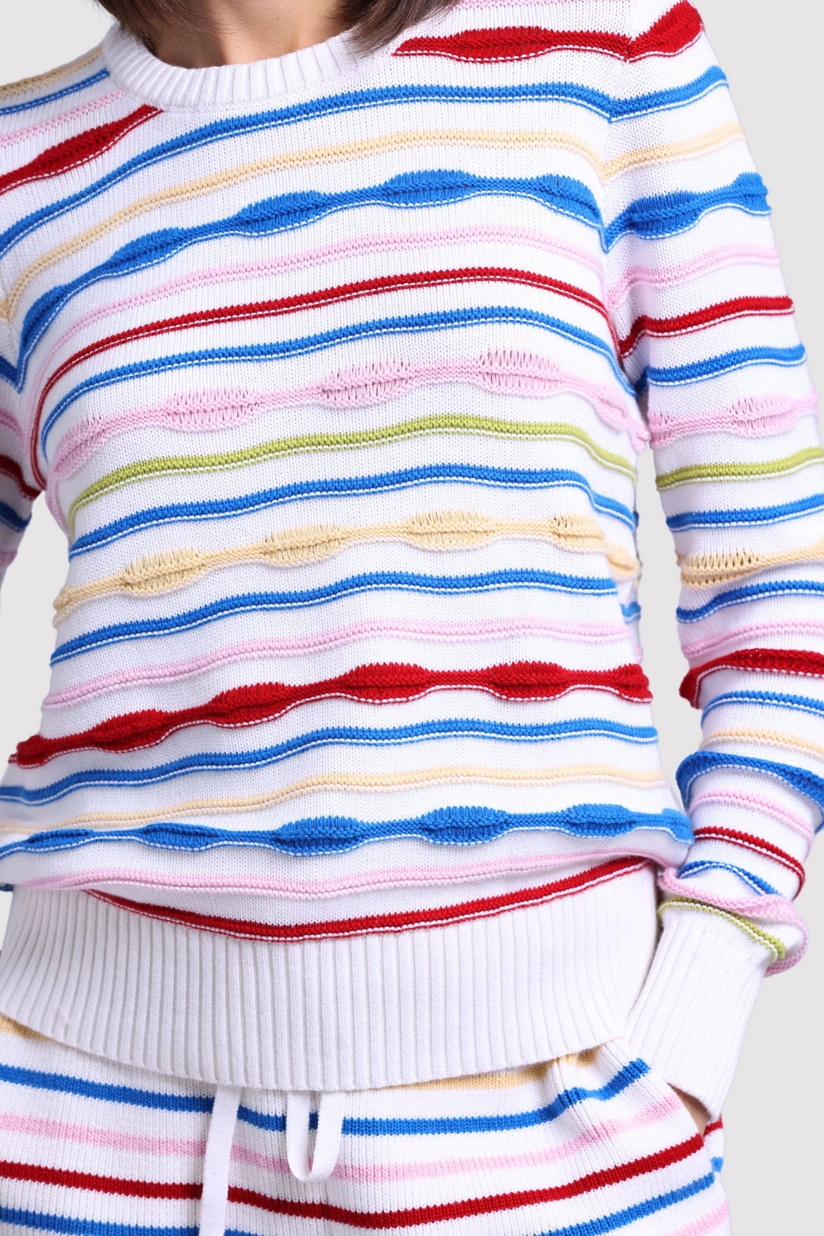 minnie rose novelty stripe crew multi
