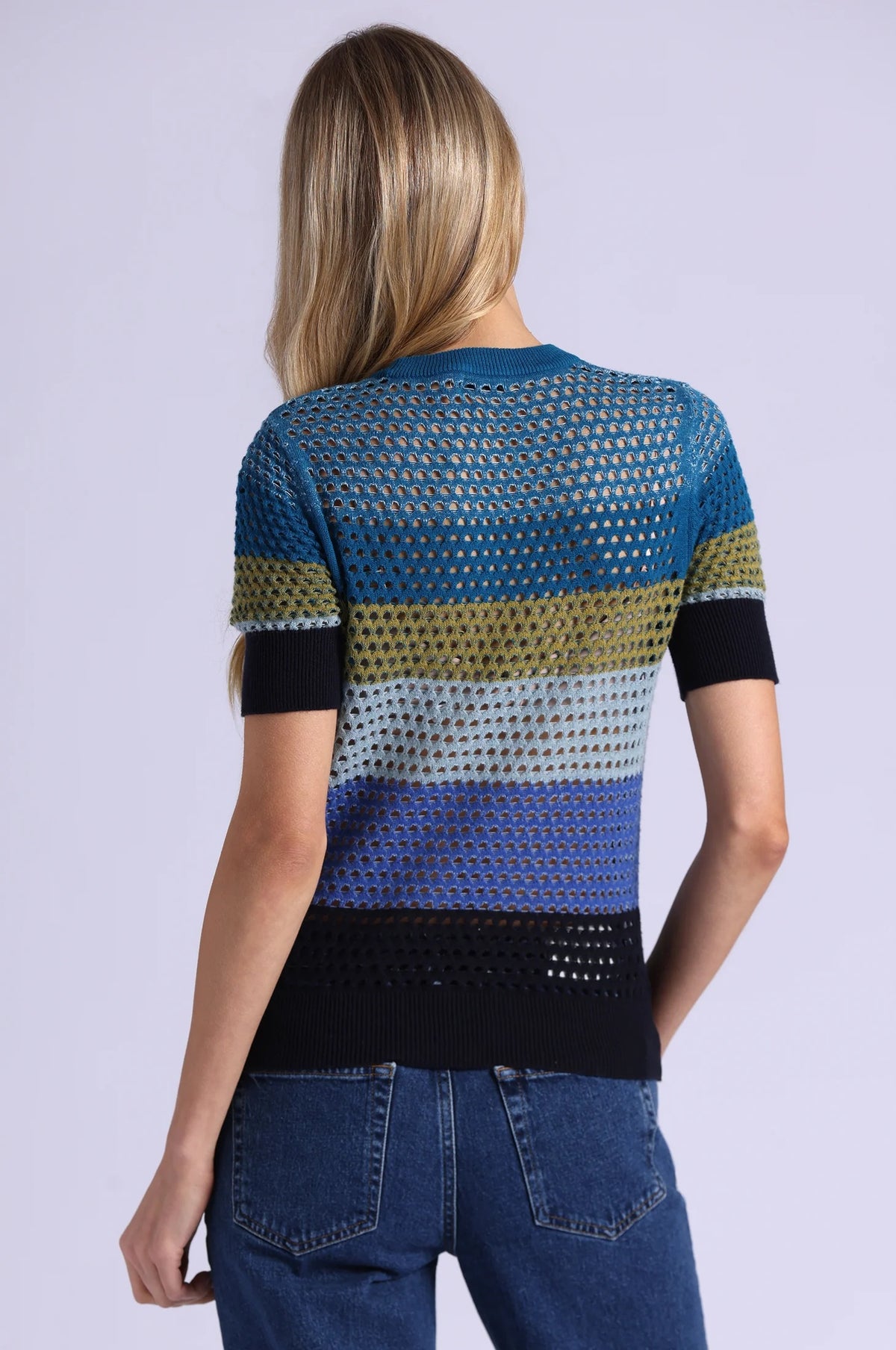 minnie rose plaited mesh short sleeve crew cool combo