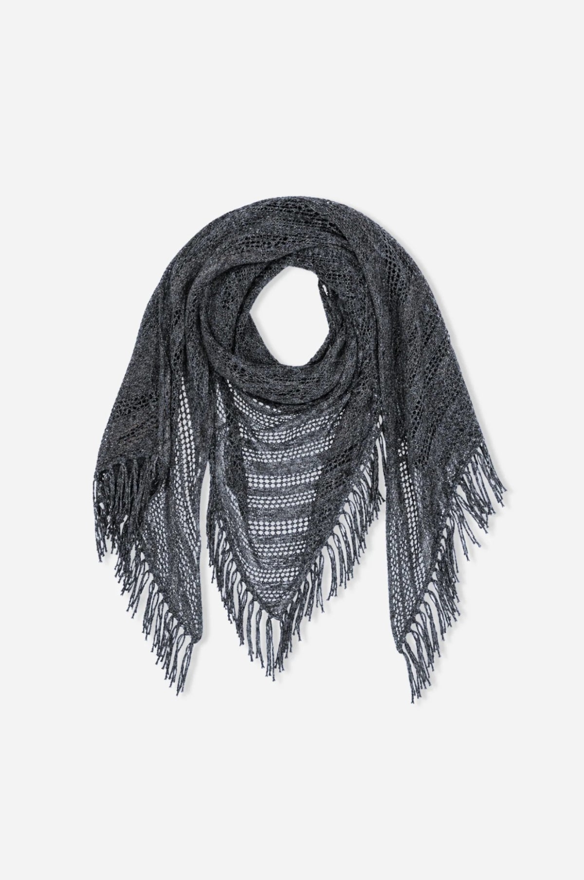 minnie rose sequin pointelle fringe shawl moonlight
