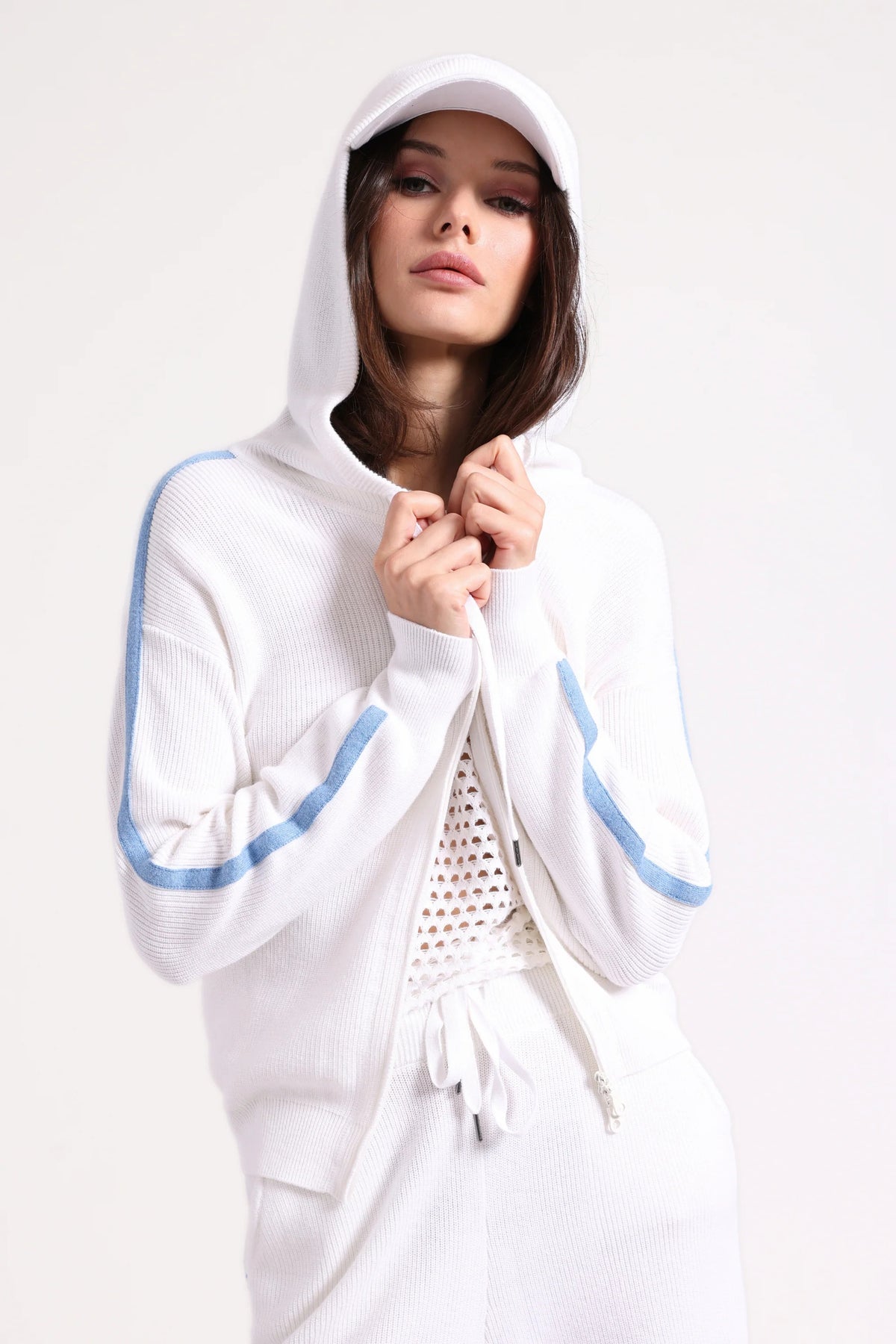 minnie rose shaker hoodie with tipping white cameo blue