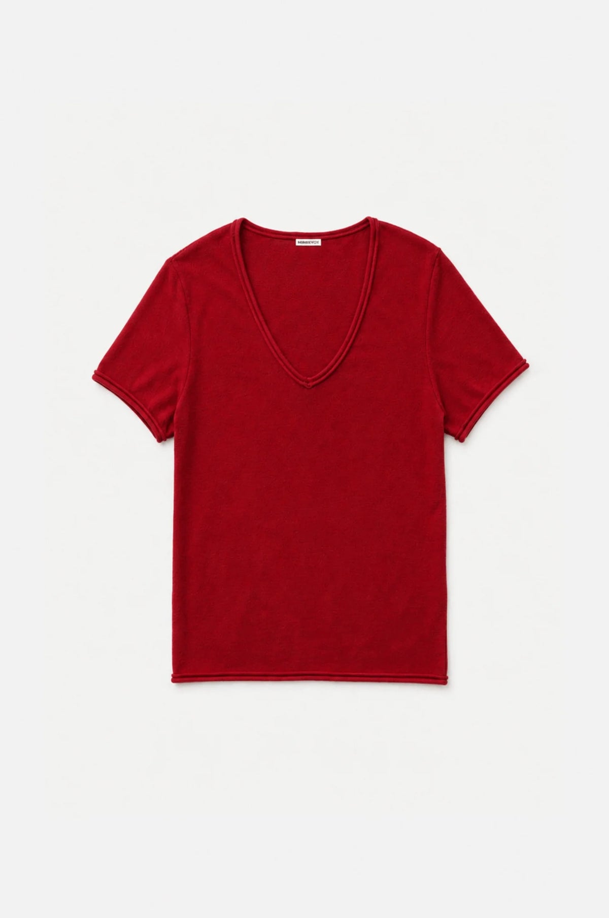 minnie rose short sleeve v with rolled edges spice red
