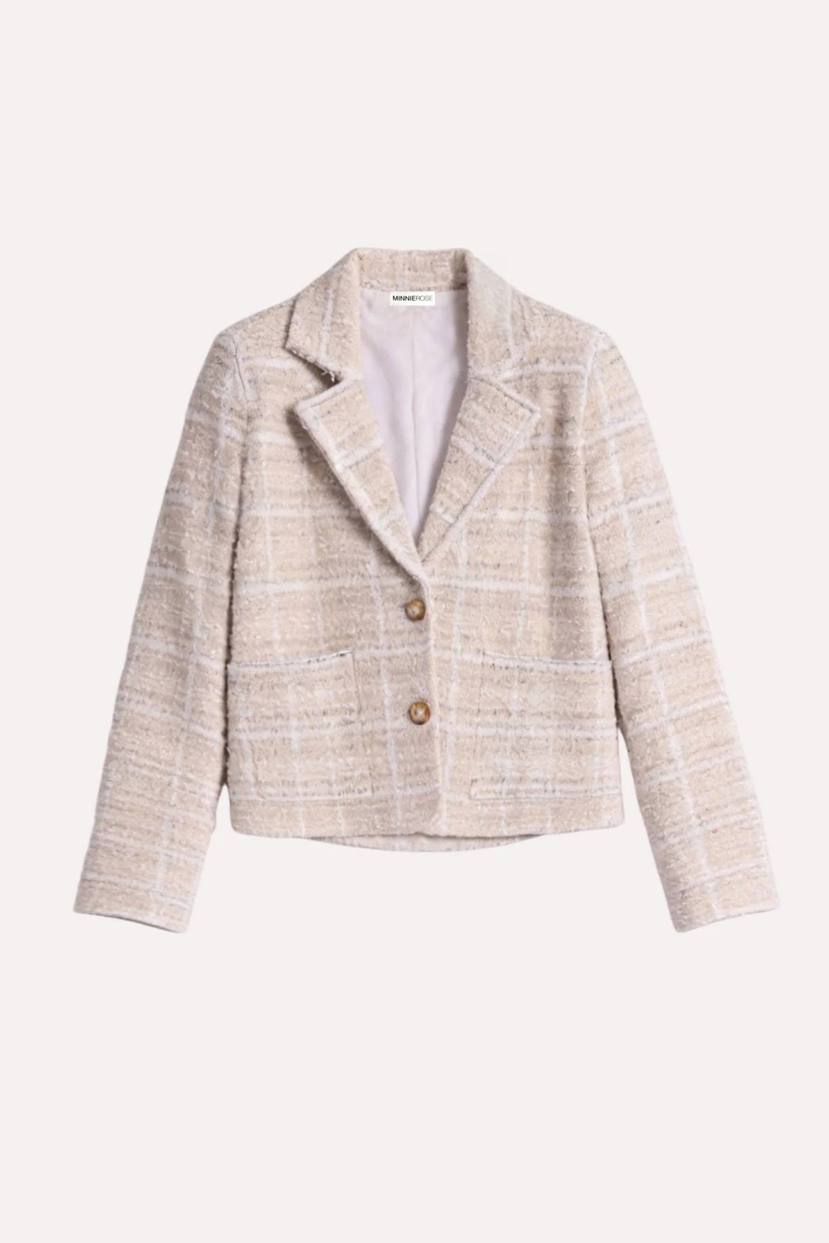 minnie rose sparkle tweed blazer brown sugar