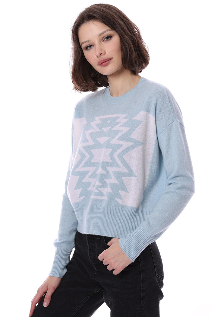 minnie rose cashmere ski out west crew baby blue