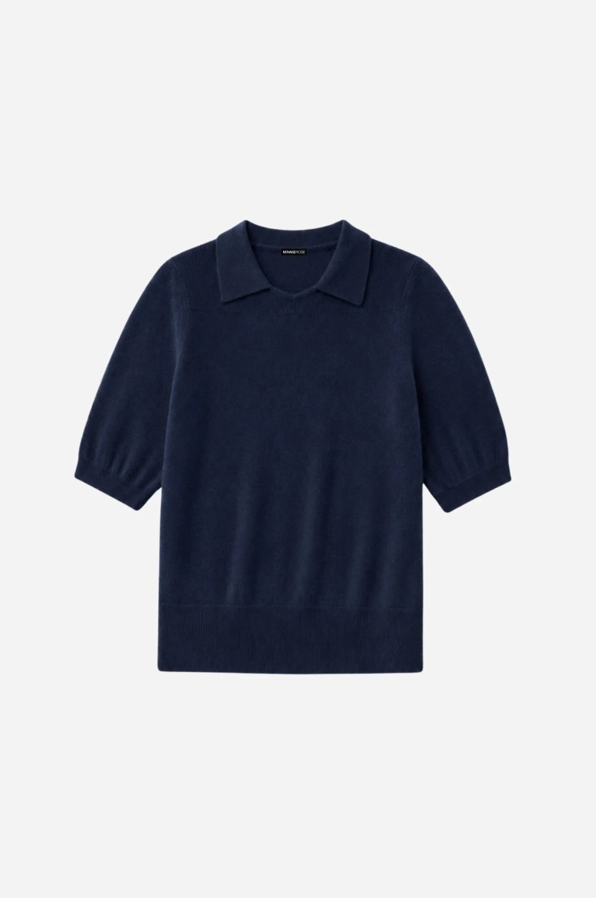 minnie rose short sleeve polo navy