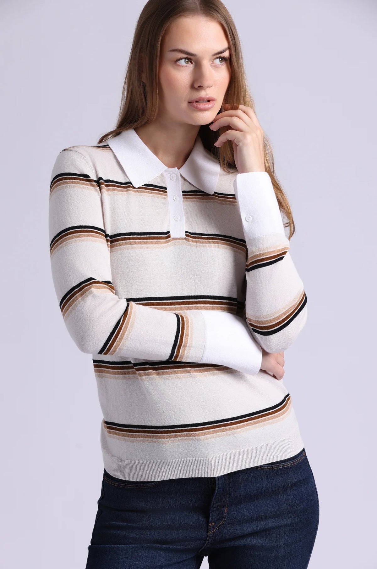 minnie rose striped polo fog combo