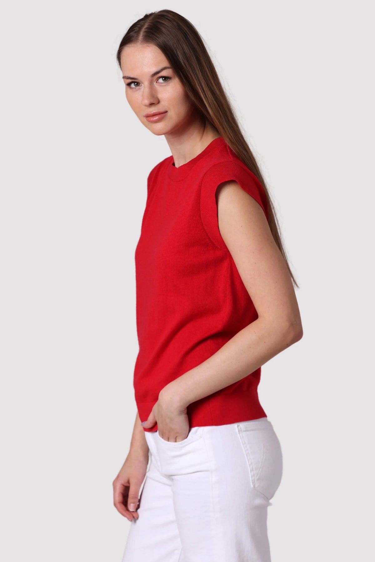 minnie rose cap sleeve crew cranberry