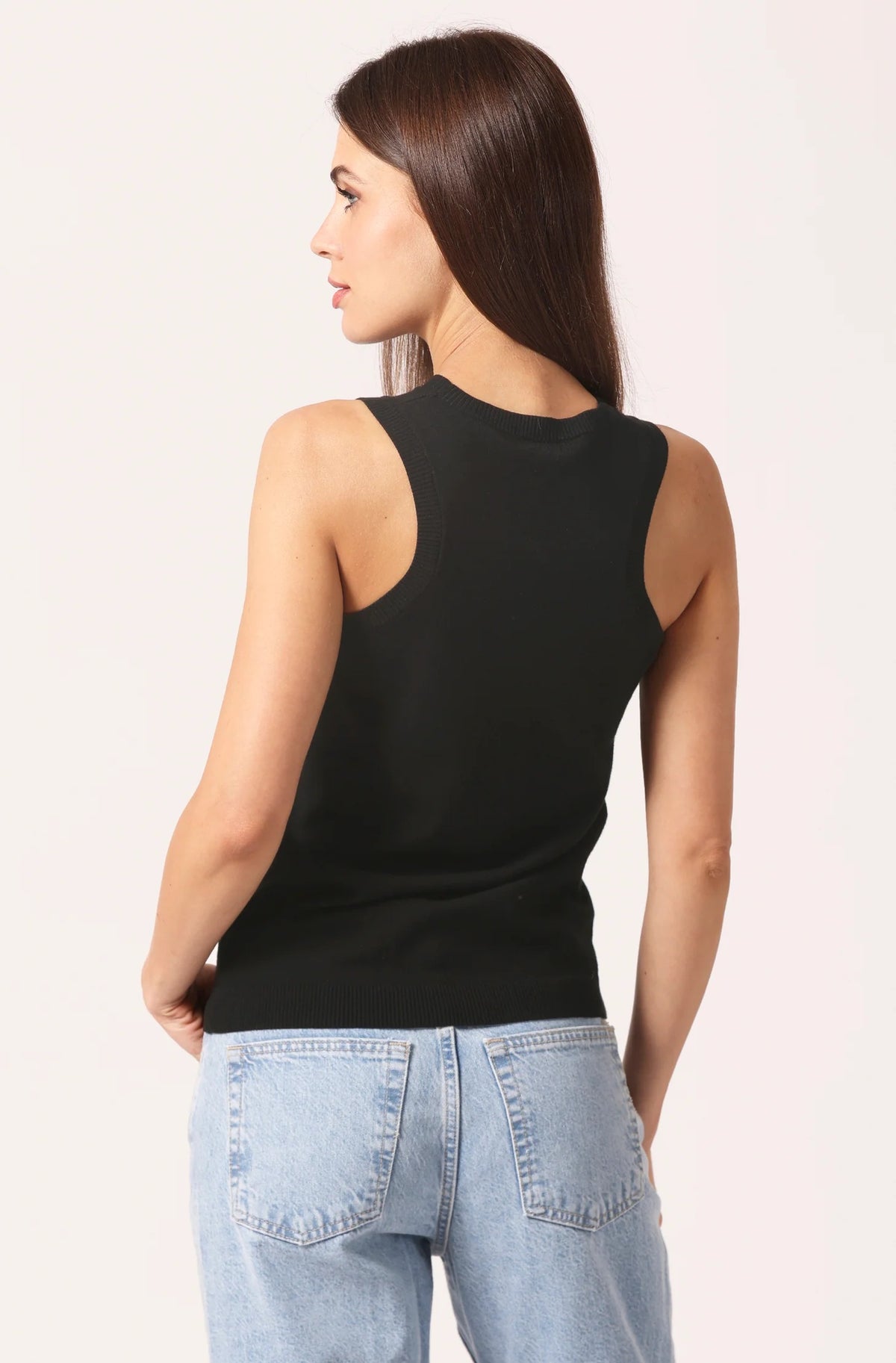 minnie rose viscose crew tank black