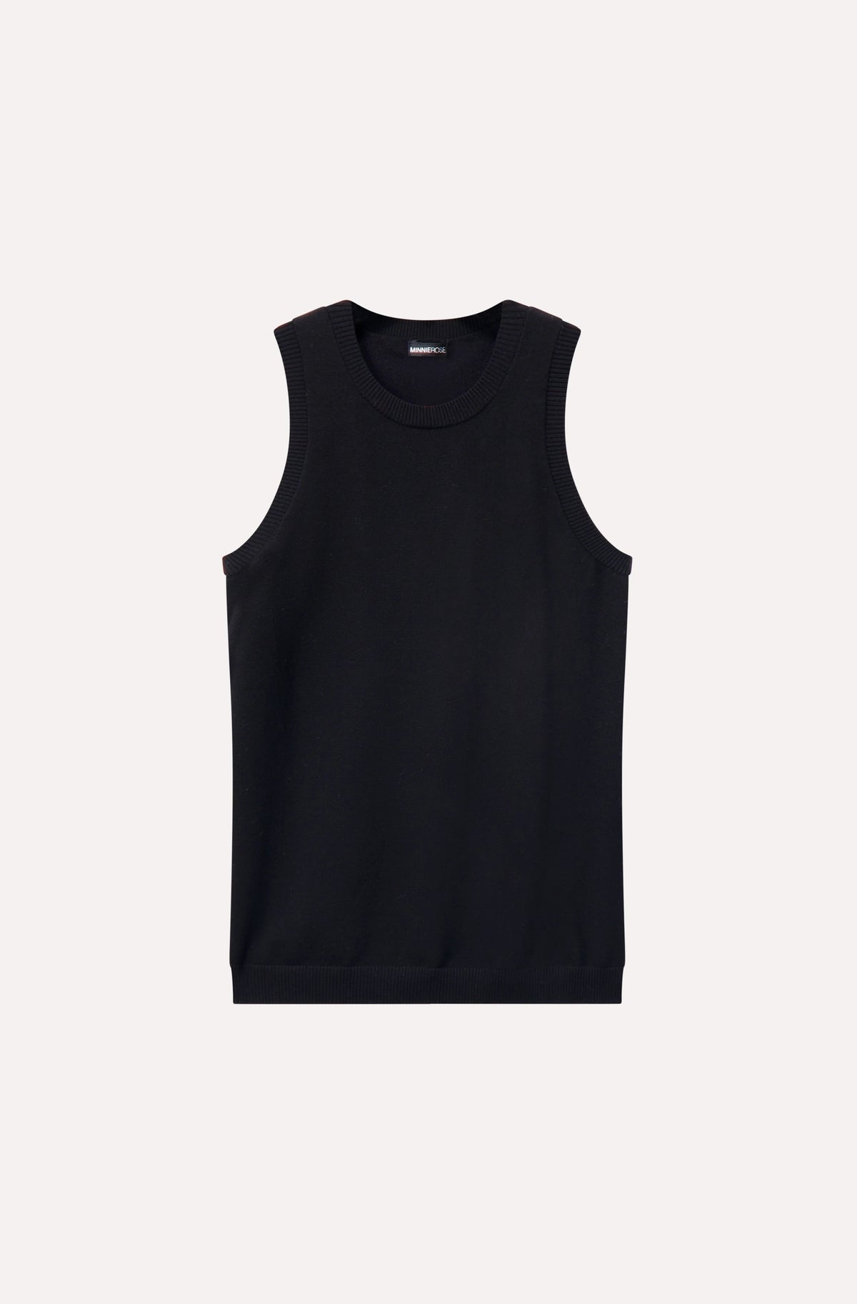 minnie rose viscose crew tank black