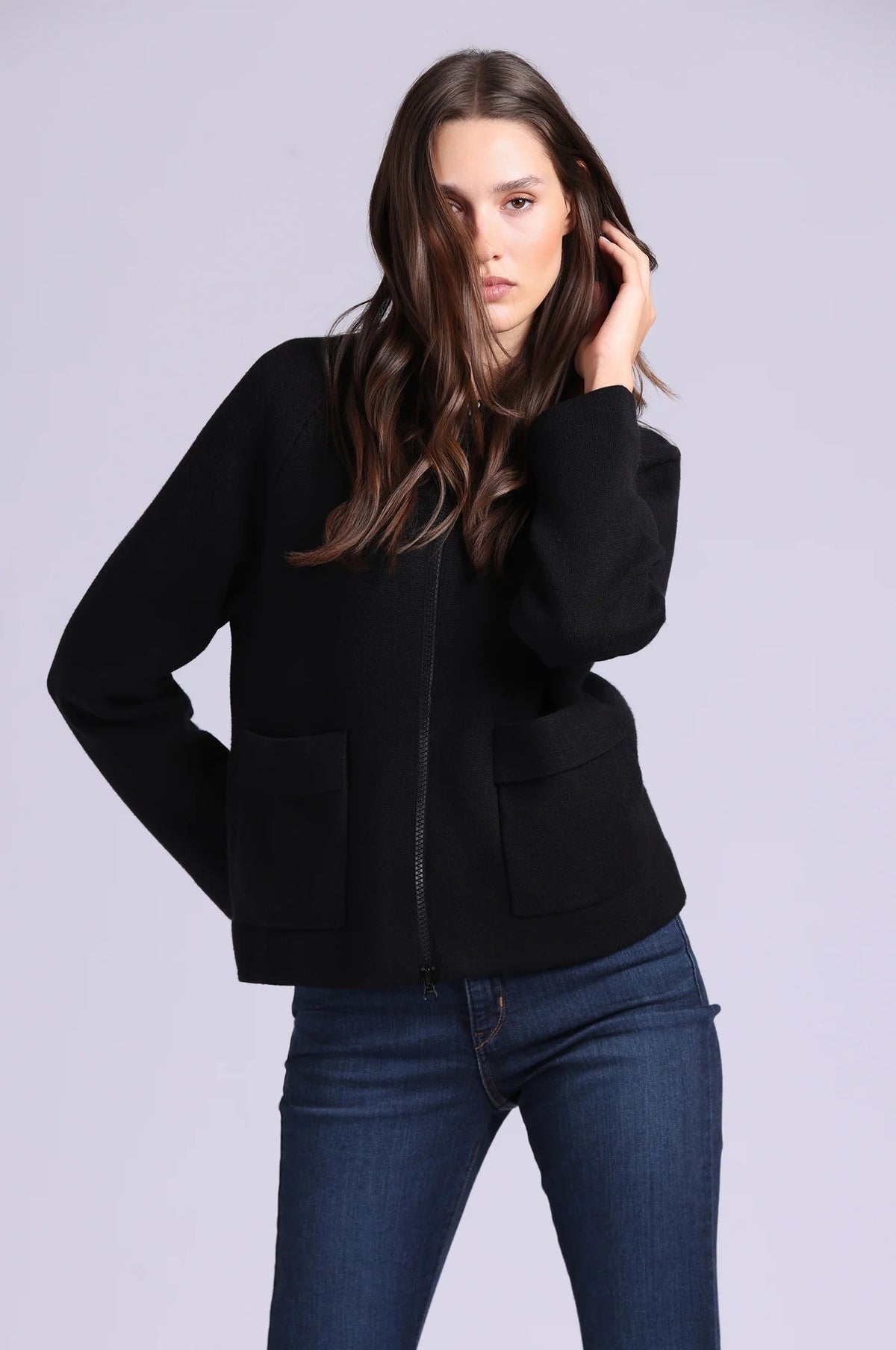 minnie rose viscose zip jacket