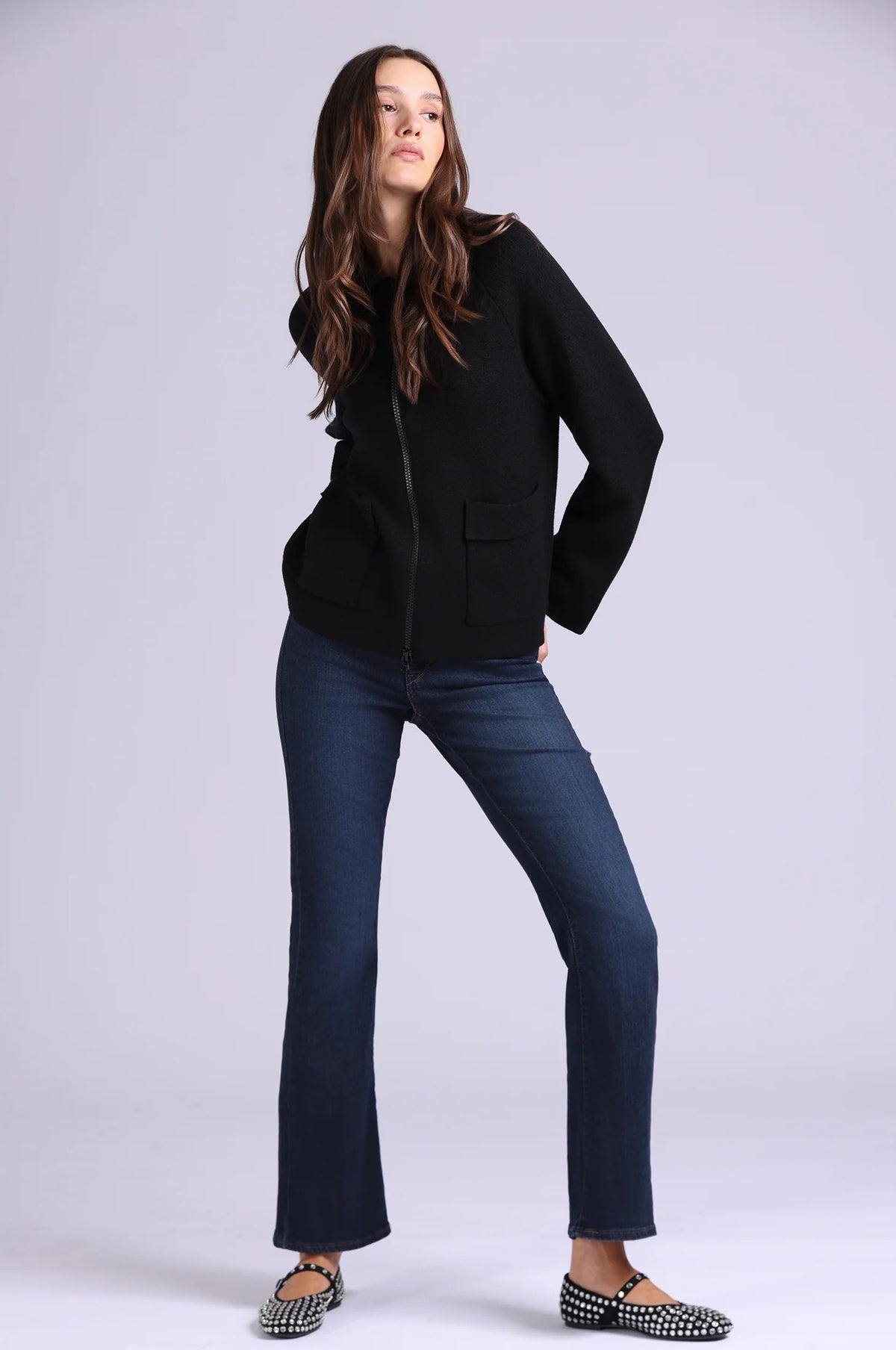 minnie rose viscose zip jacket