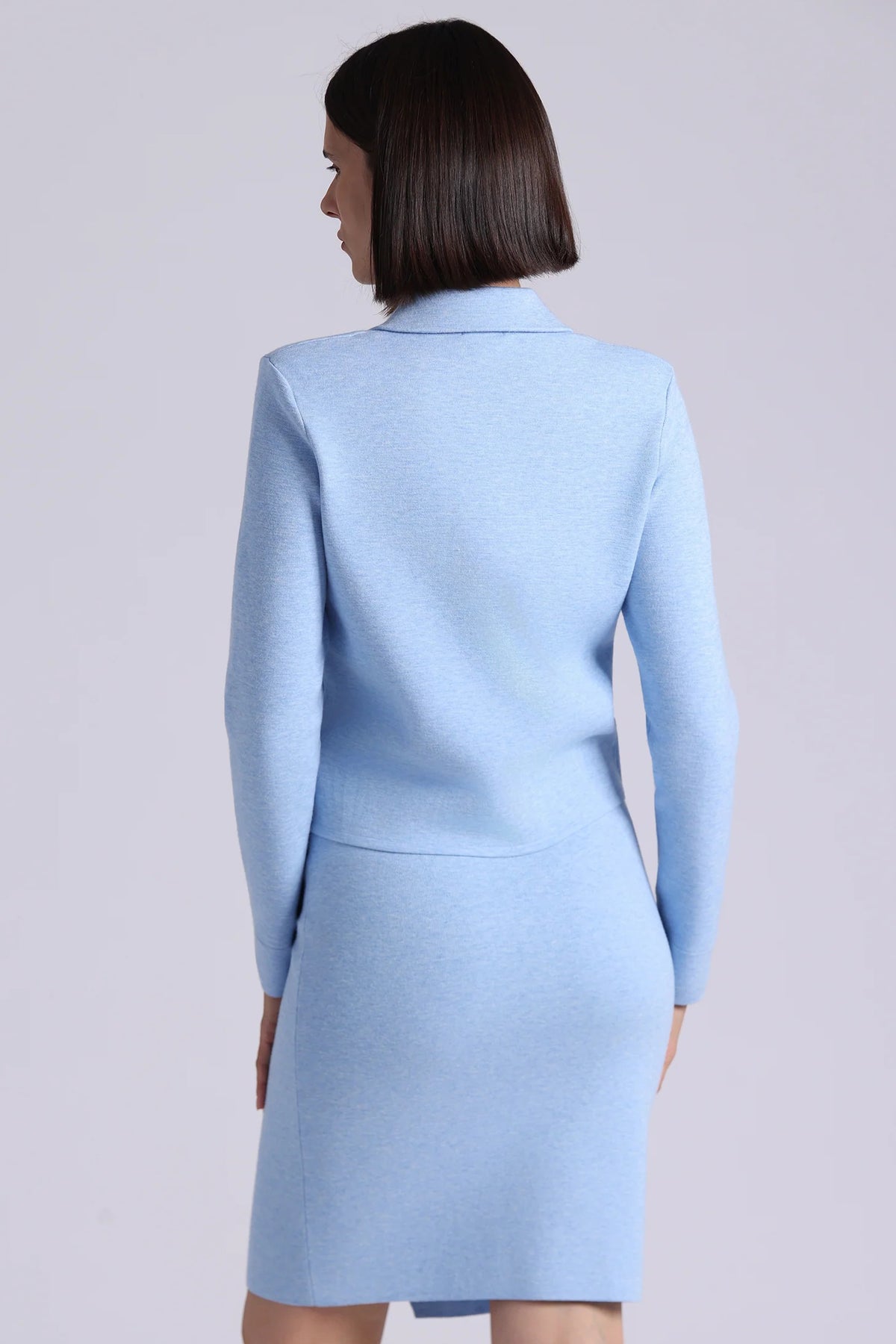 minnie rose zip front jacket sky blue