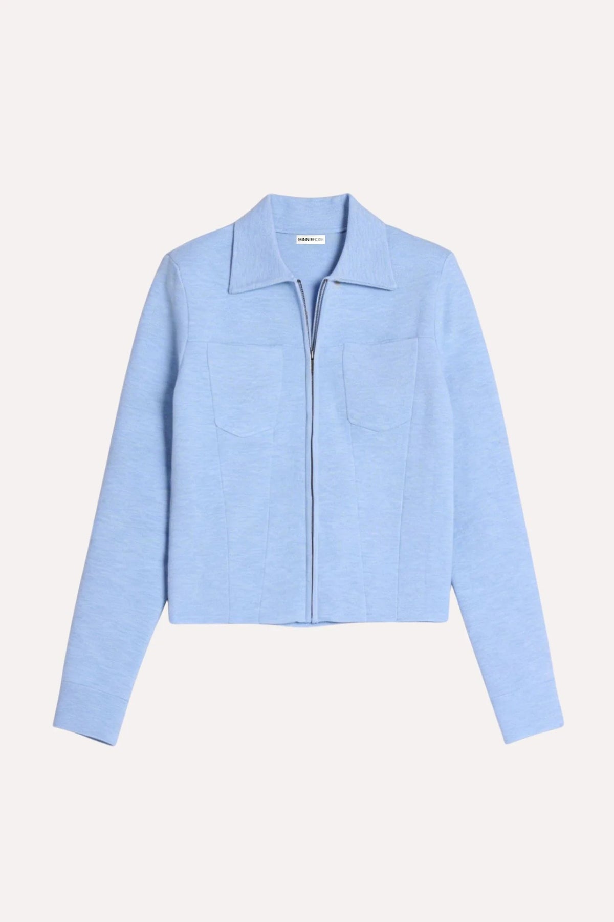 minnie rose zip front jacket sky blue