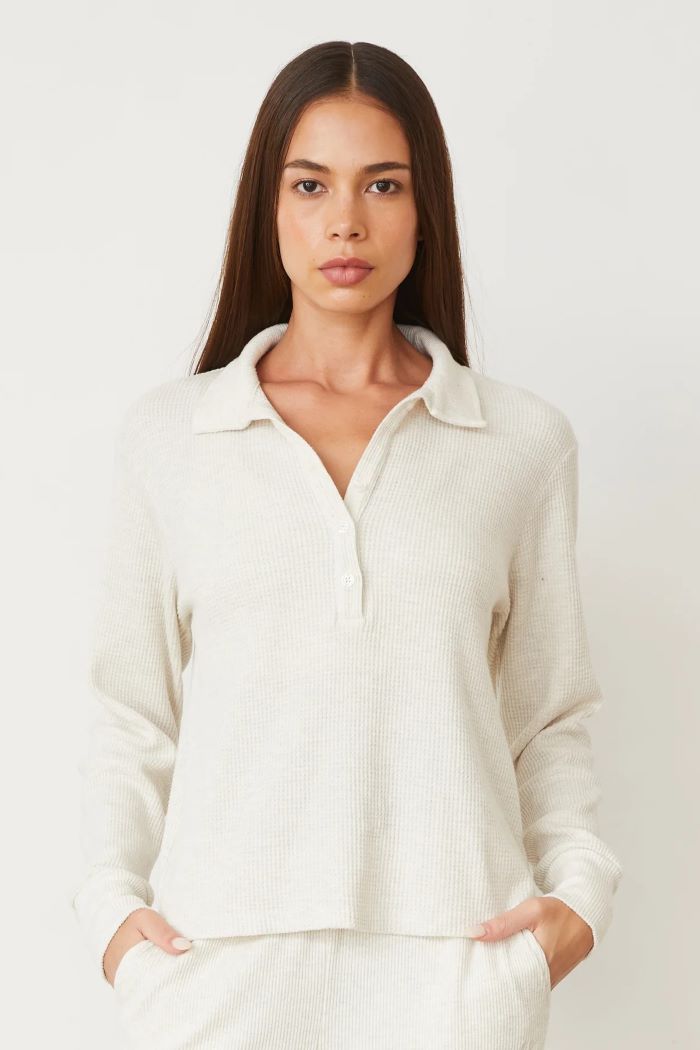 monrow brushed thermal henley natural 