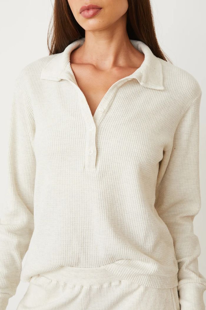 monrow brushed thermal henley natural 