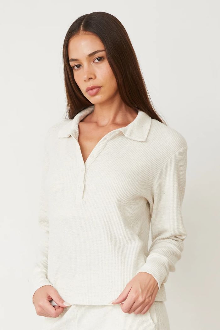 monrow brushed thermal henley natural 