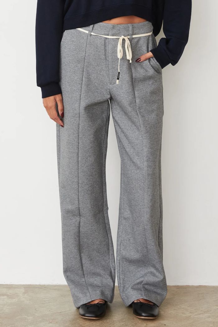 monrow cotton knit trousers dark heather grey 