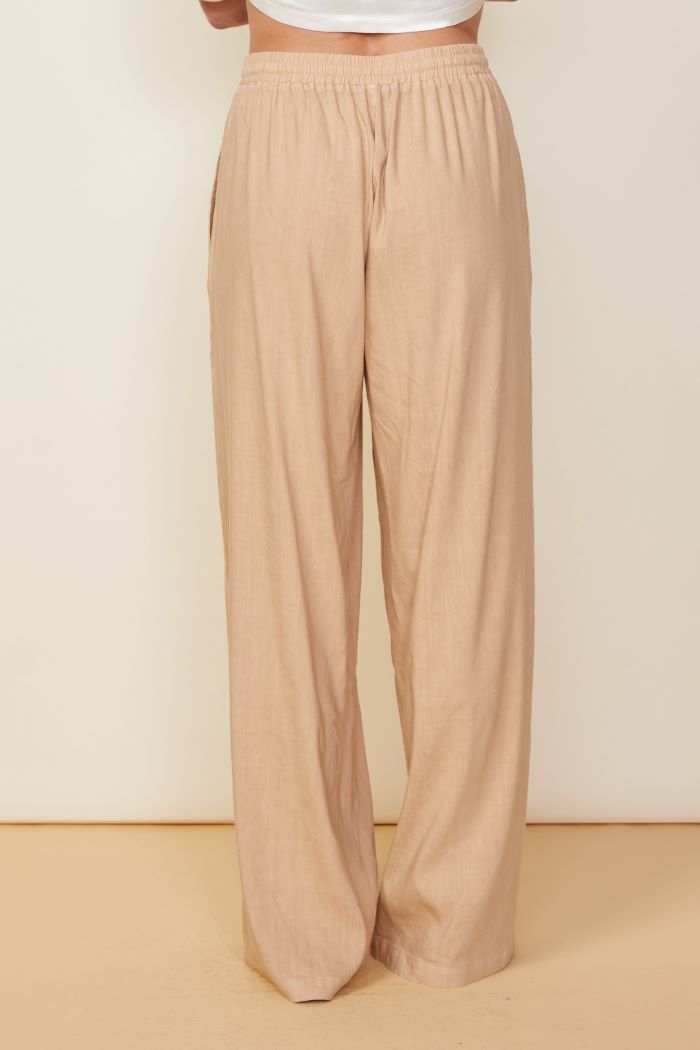 monrow linen wide leg pant croissant 