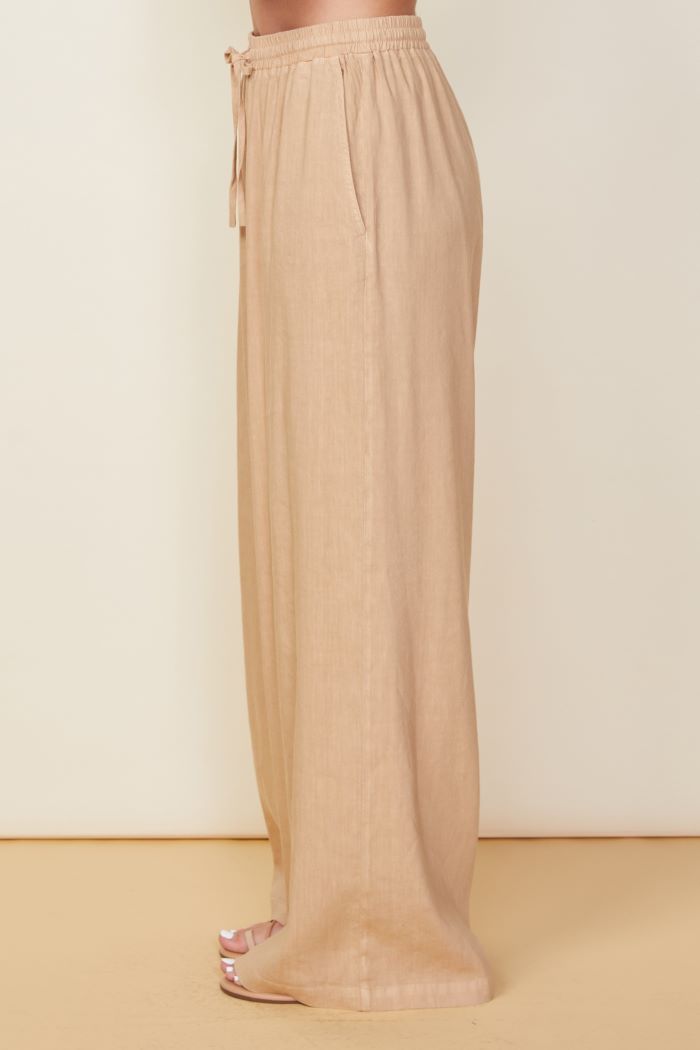 monrow linen wide leg pant croissant 