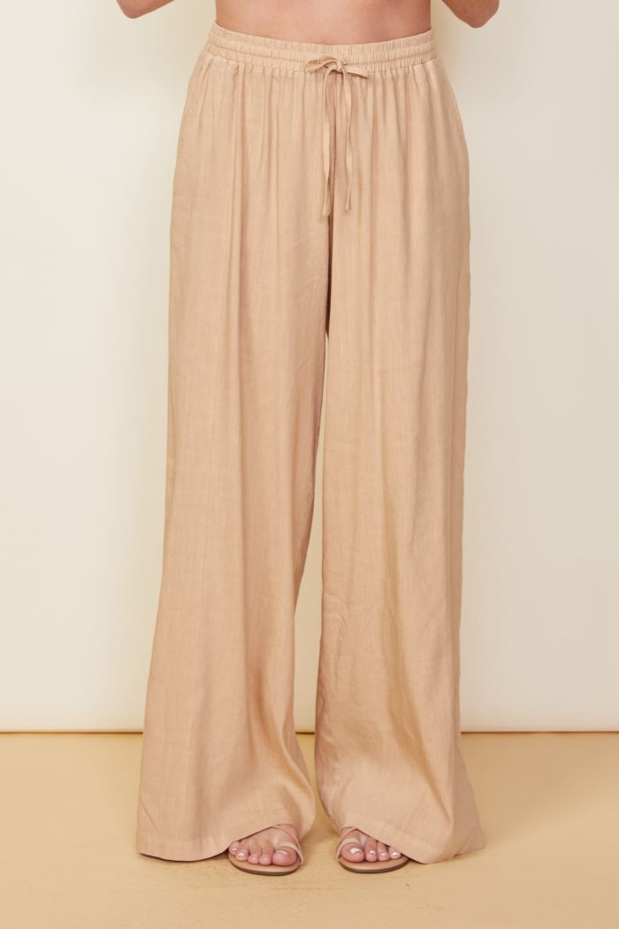 monrow linen wide leg pant croissant 