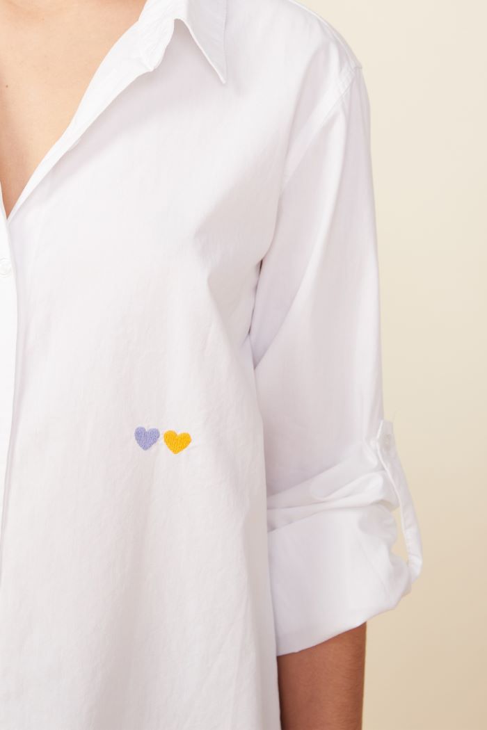 monrow poplin shirt with hearts white