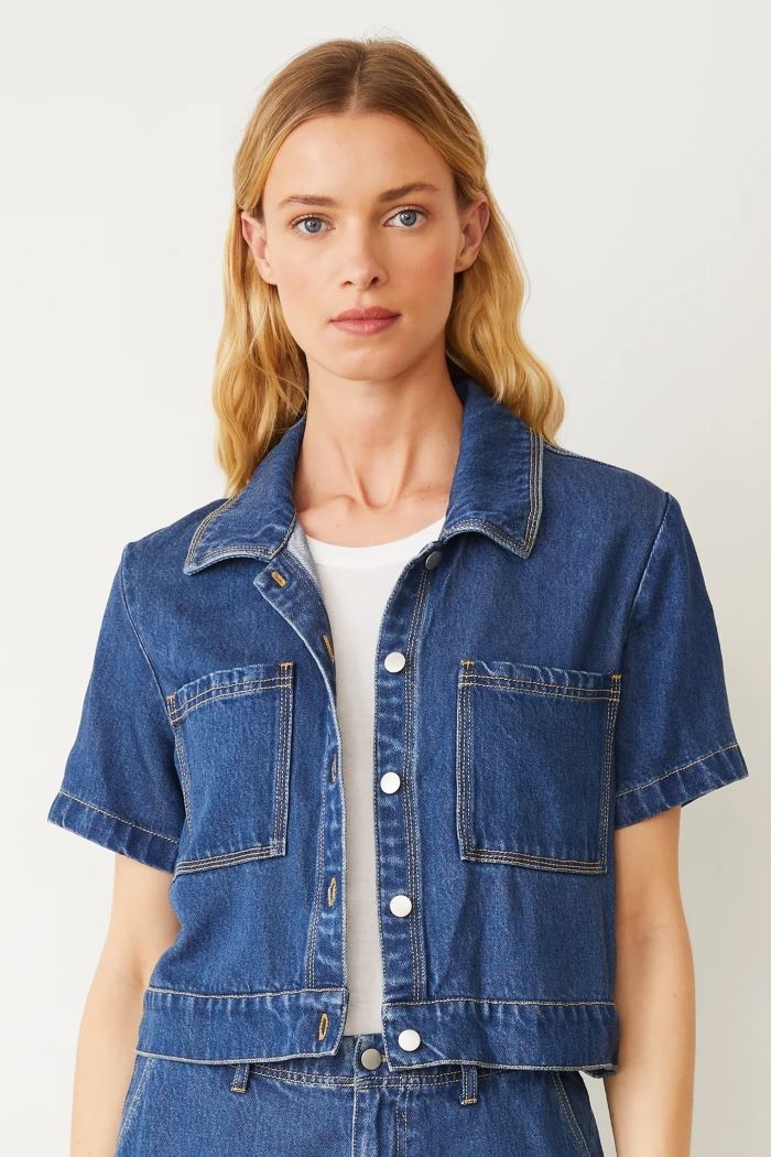 monrow soft denim shirt medium wash 