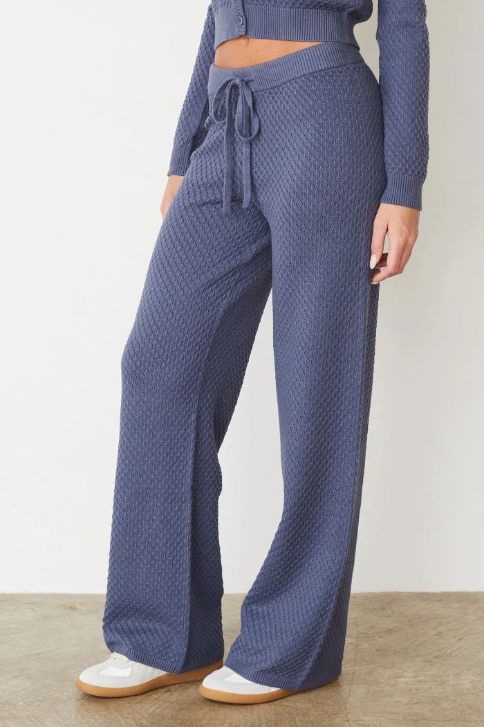 monrow soft knit french lounge pant wash blue 