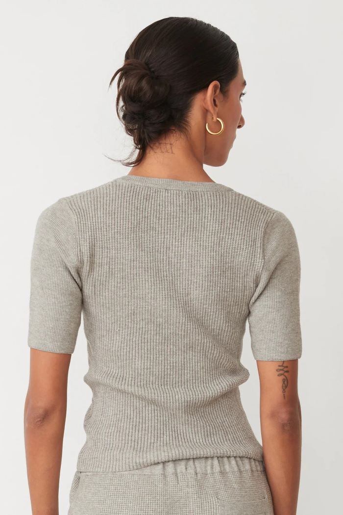 monrow softknit rib waffle henley heather grey 