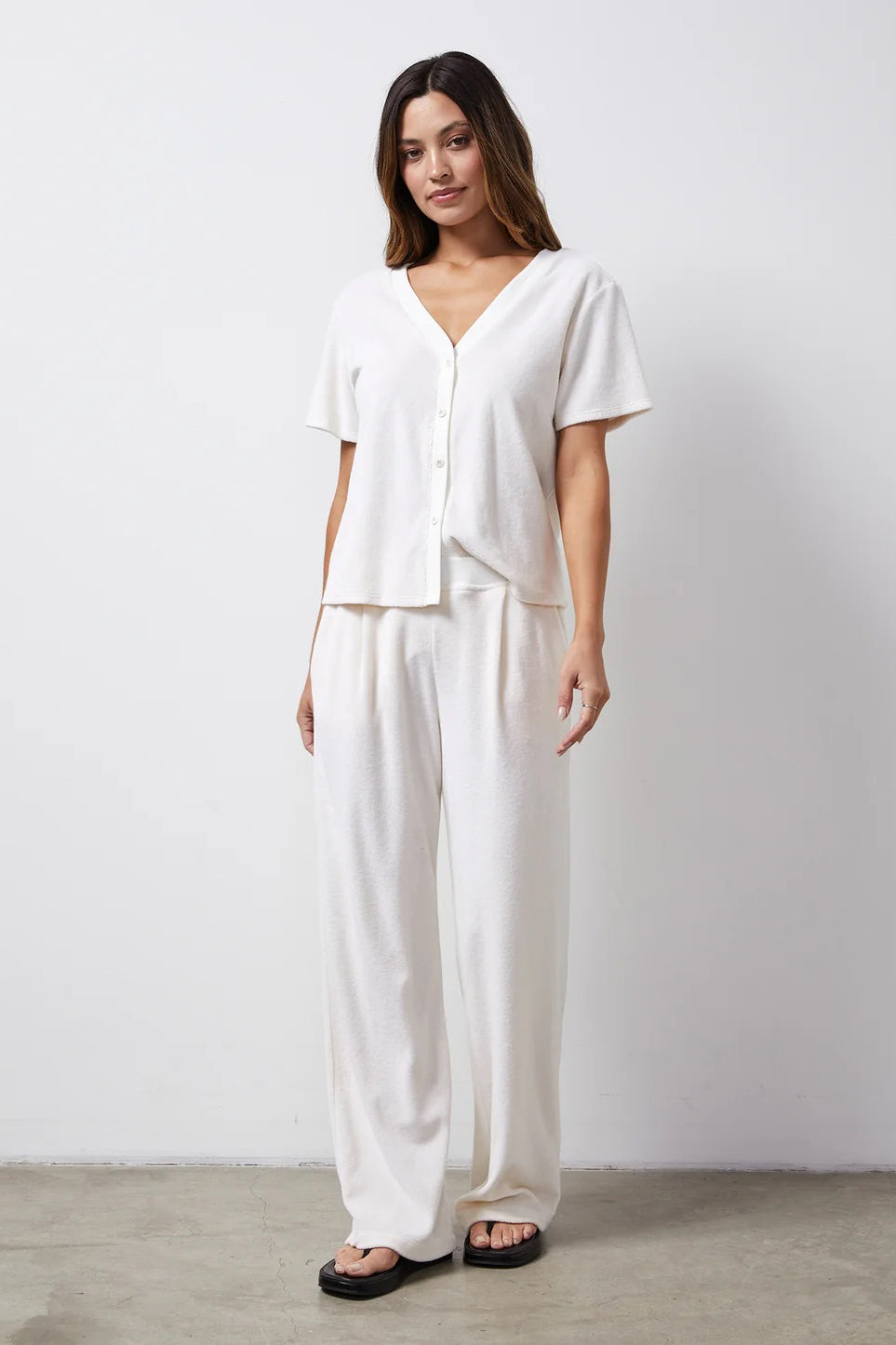monrow terry cloth pleated pant