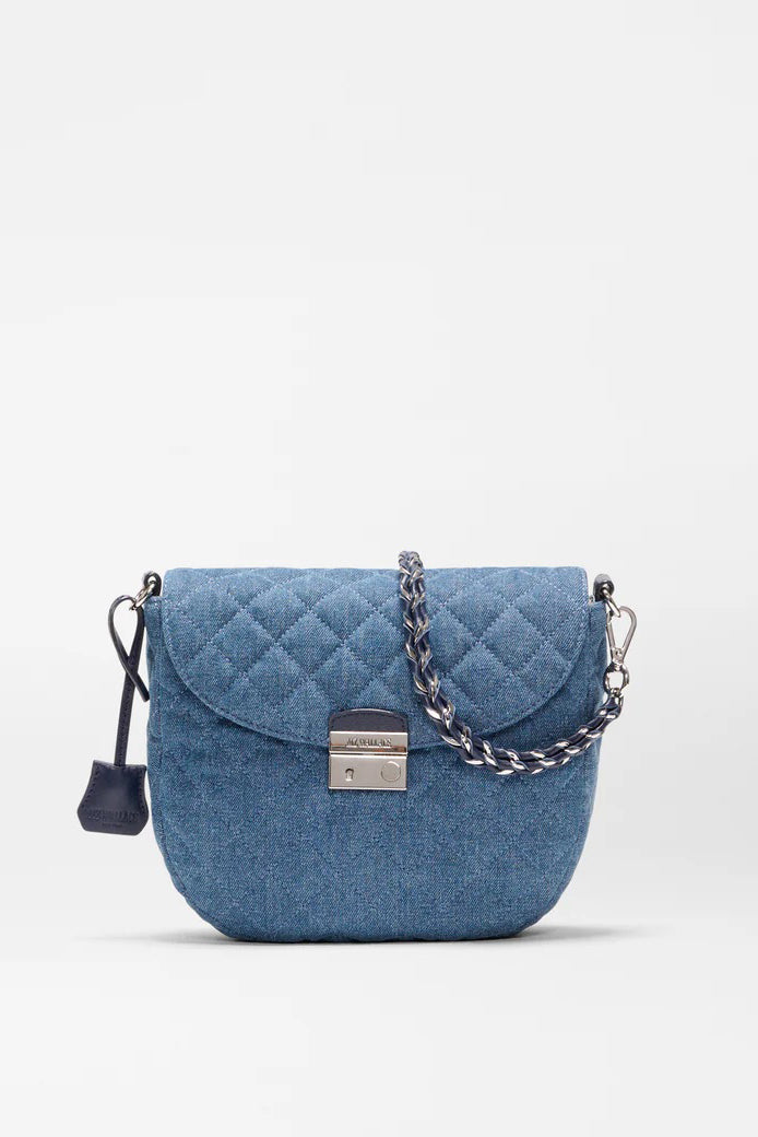 mz wallace true blue denim crosby lock saddle