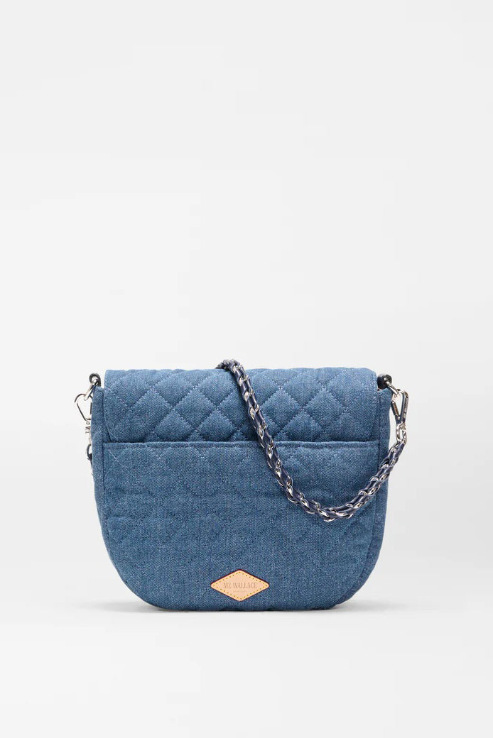 mz wallace true blue denim crosby lock saddle