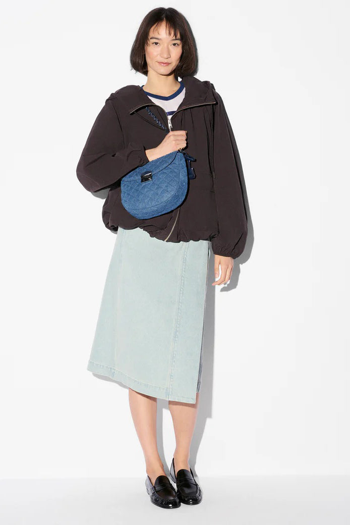 mz wallace true blue denim crosby lock saddle