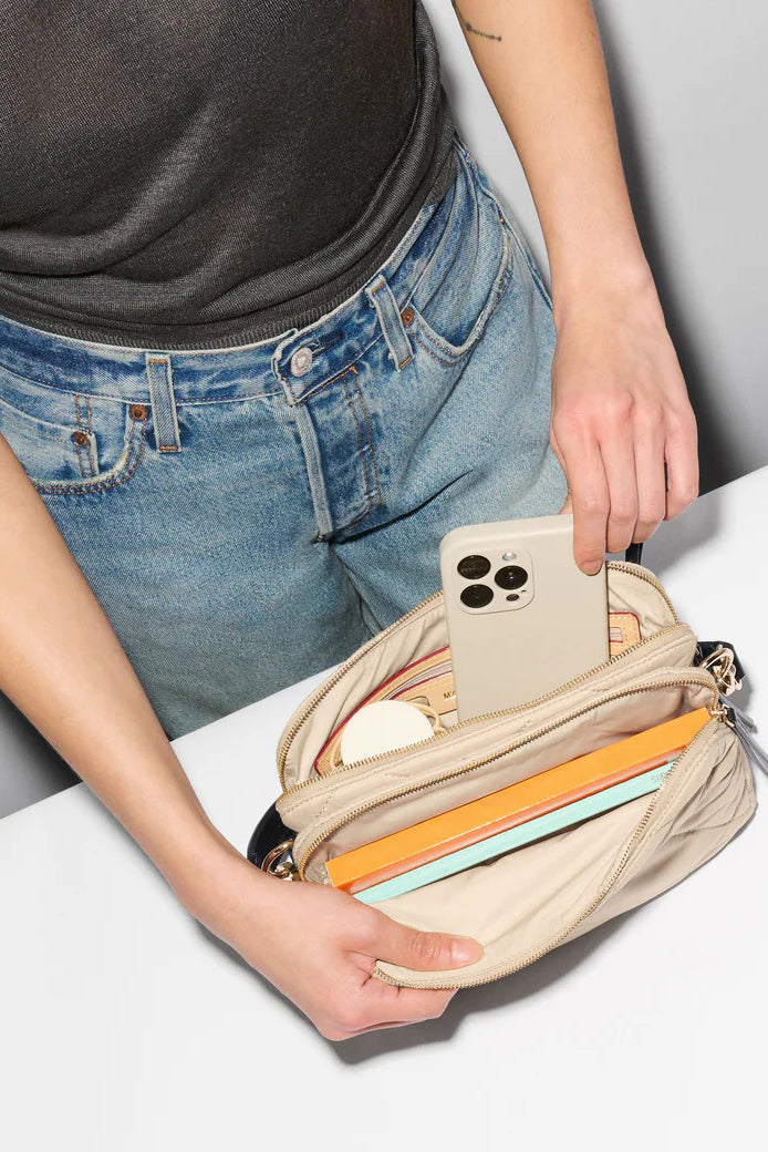 mz wallace buff/black madison crossbody