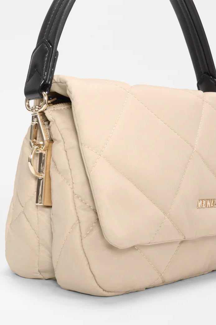 mz wallace buff/black madison flap crossbody