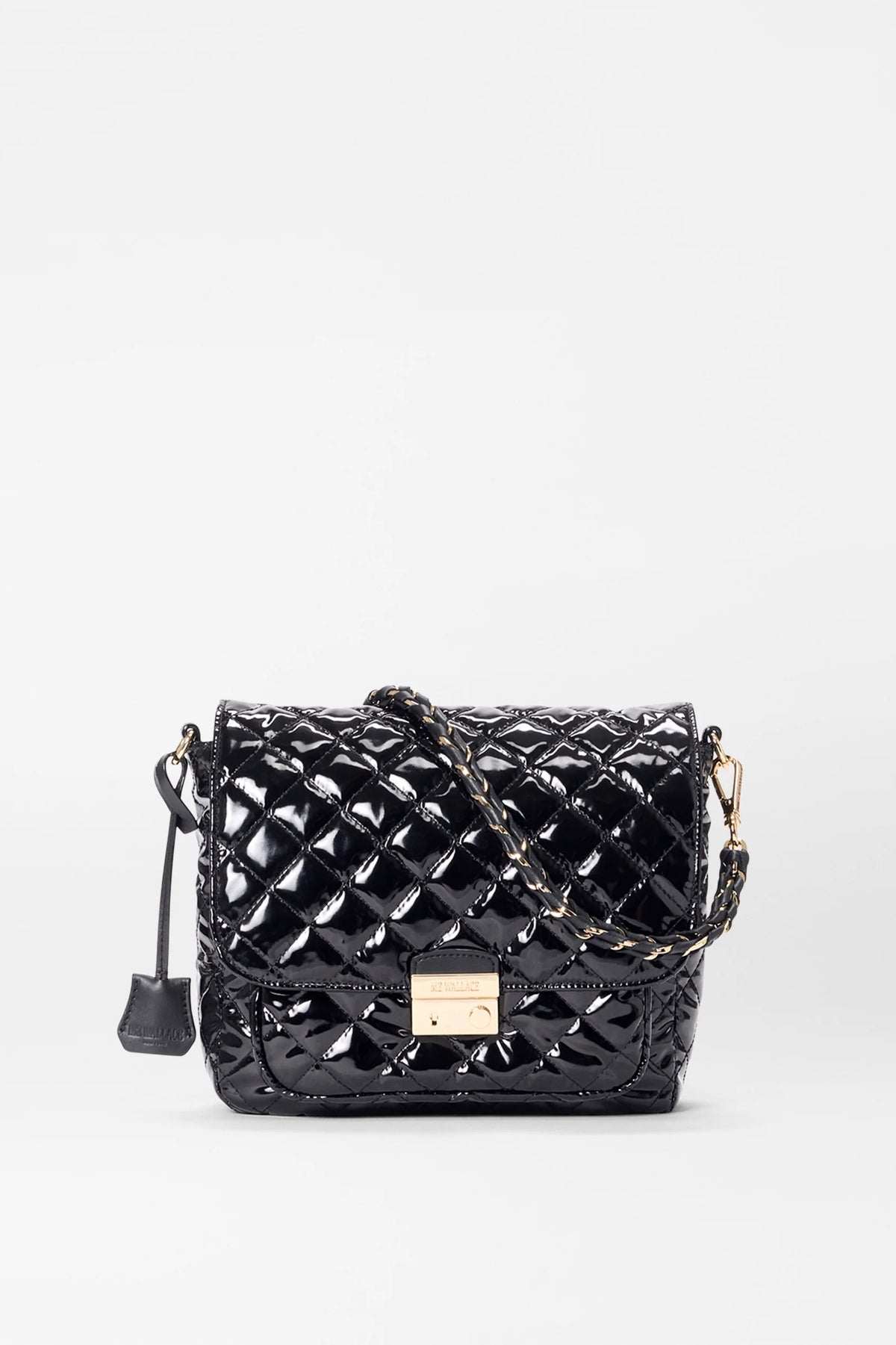 mz wallace black lacquer medium crosby lock crossbody