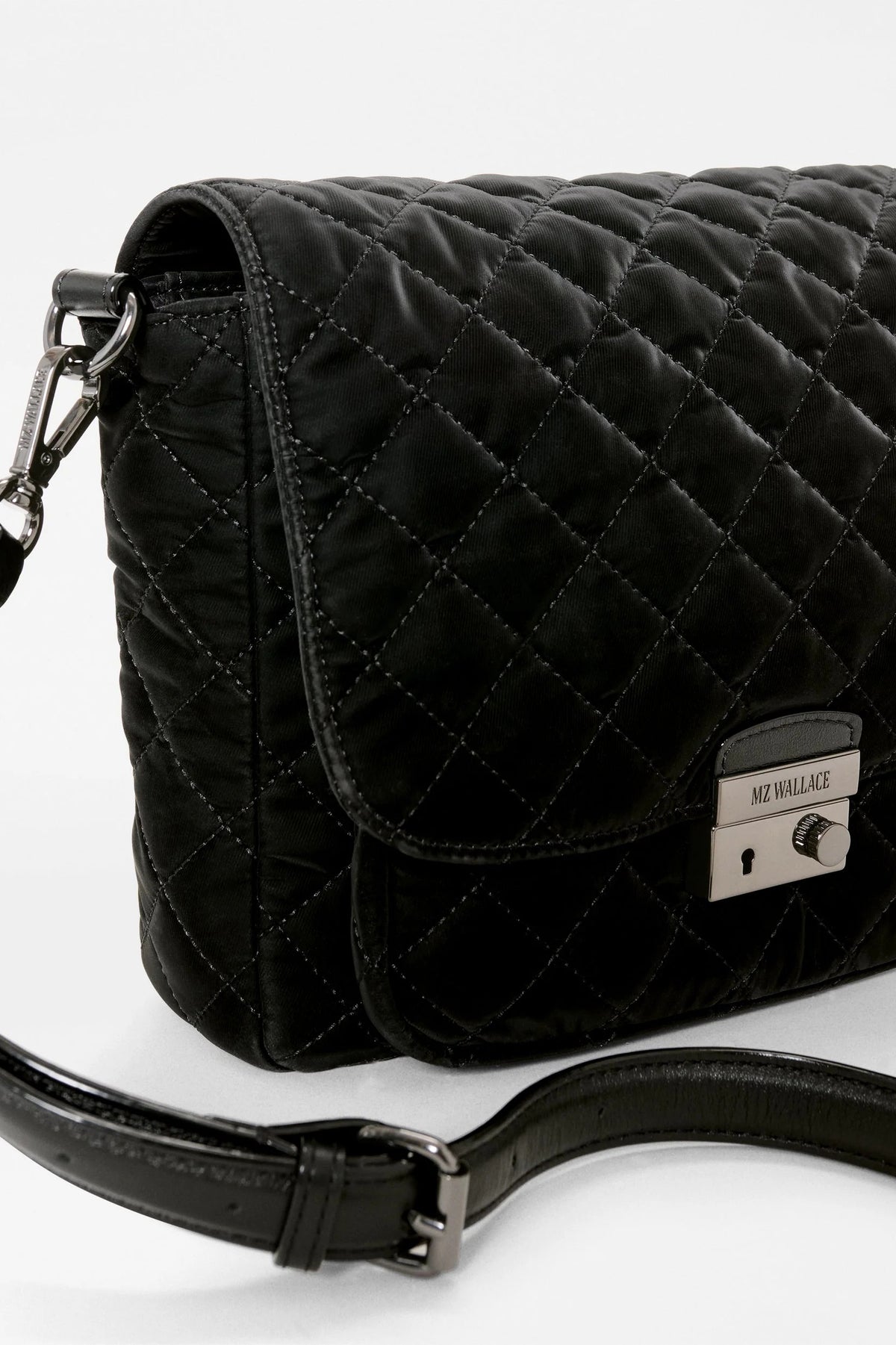 mz wallace black velvet medium crosby lock crossbody