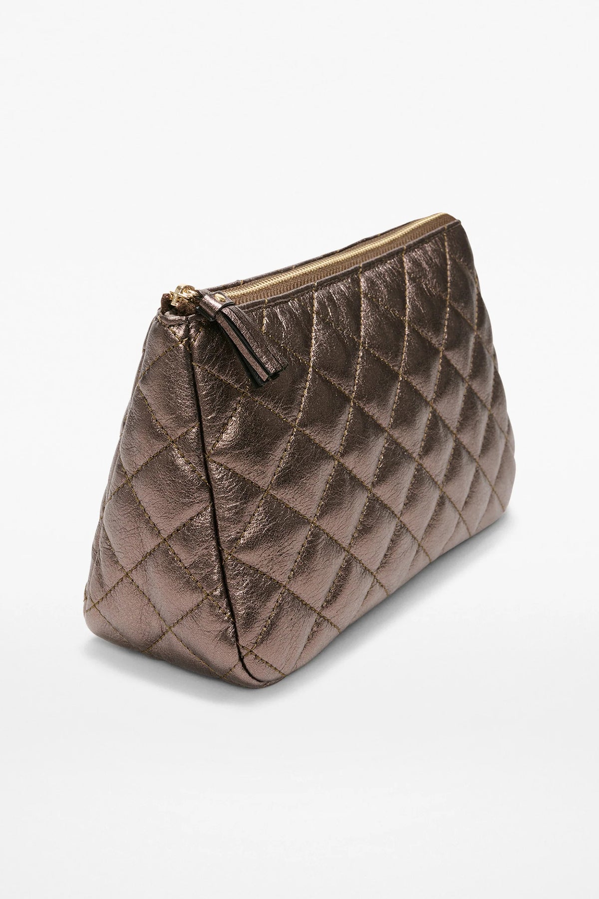 mz wallace espresso metallic leather medium luna cosmetic