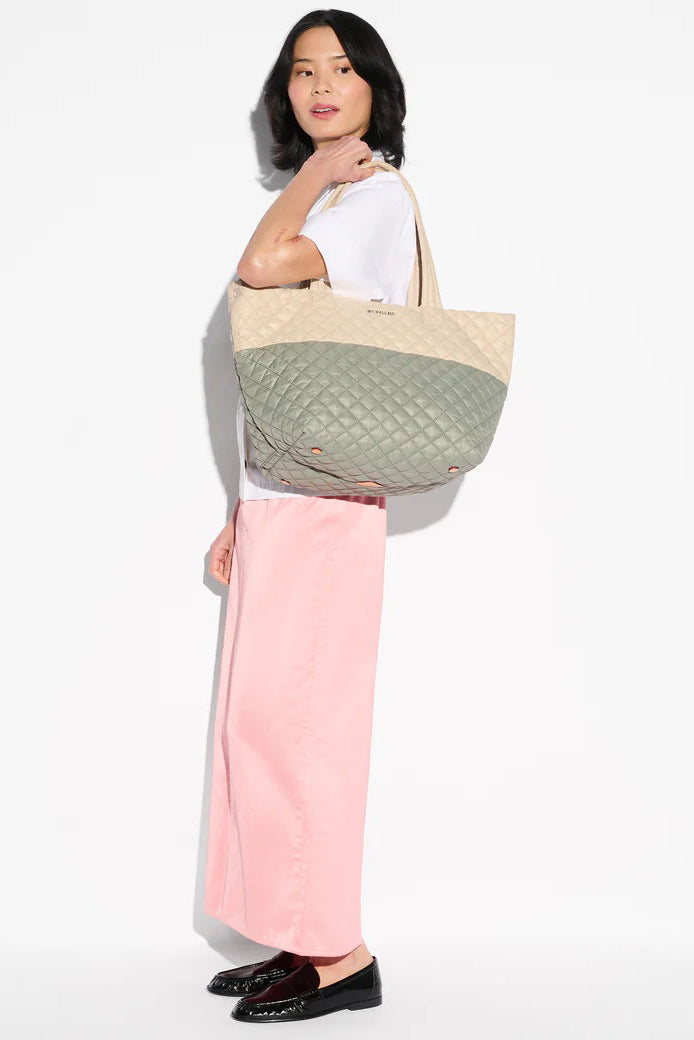 mz wallace agave green/buff medium metro tote deluxe