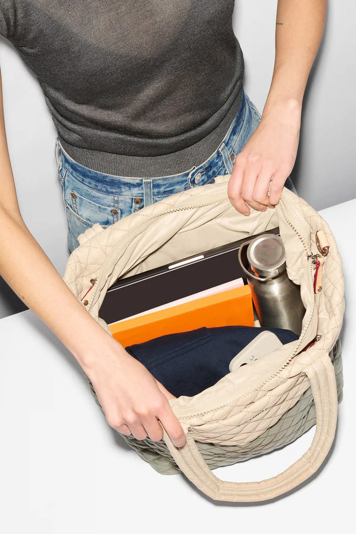 mz wallace agave green/buff medium metro tote deluxe