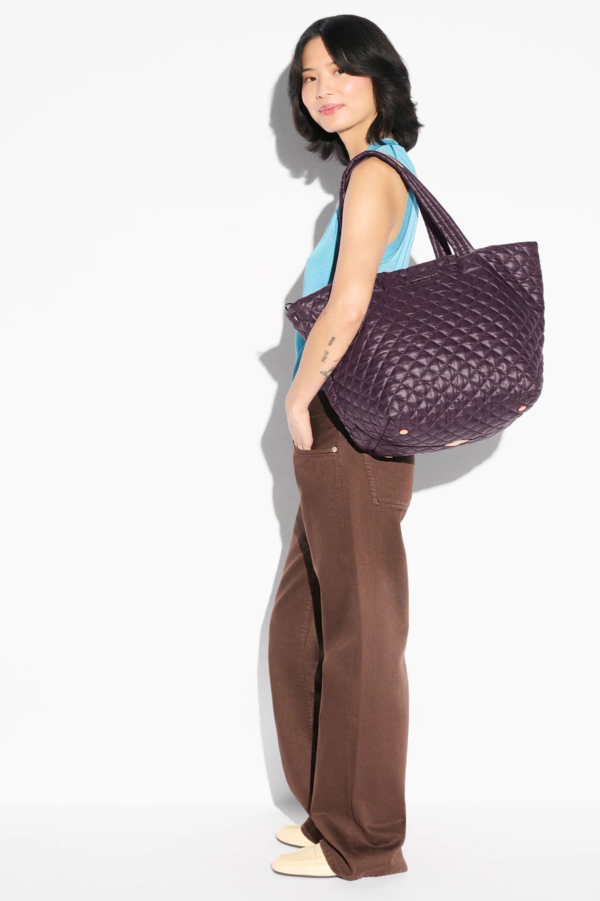 mz wallace raisin medium metro tote deluxe