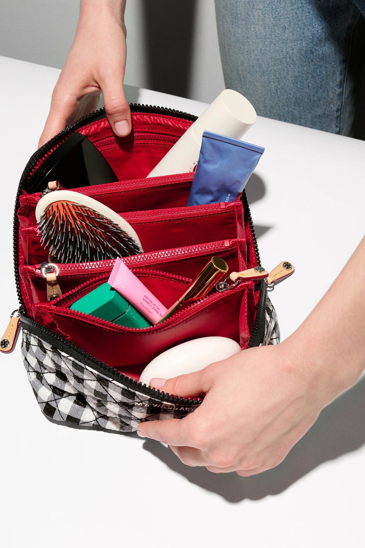 mz wallace gingham metro accordion organizer