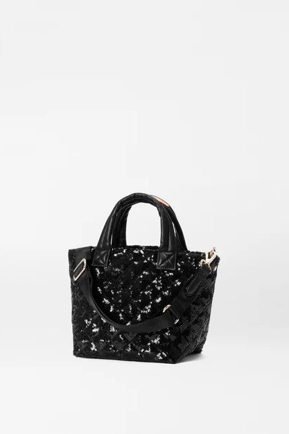 mz wallace black sequin micro metro tote deluxe