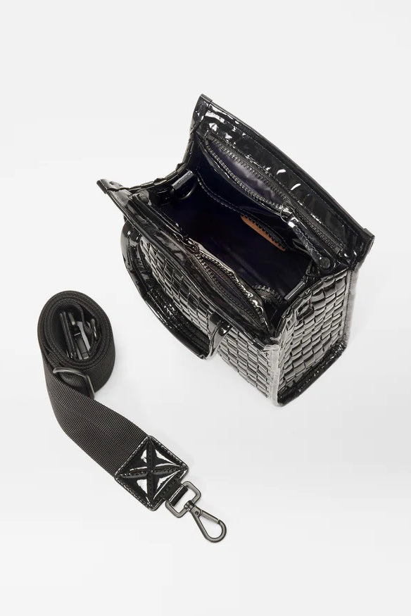 mz wallace black lacquer micro woven box tote