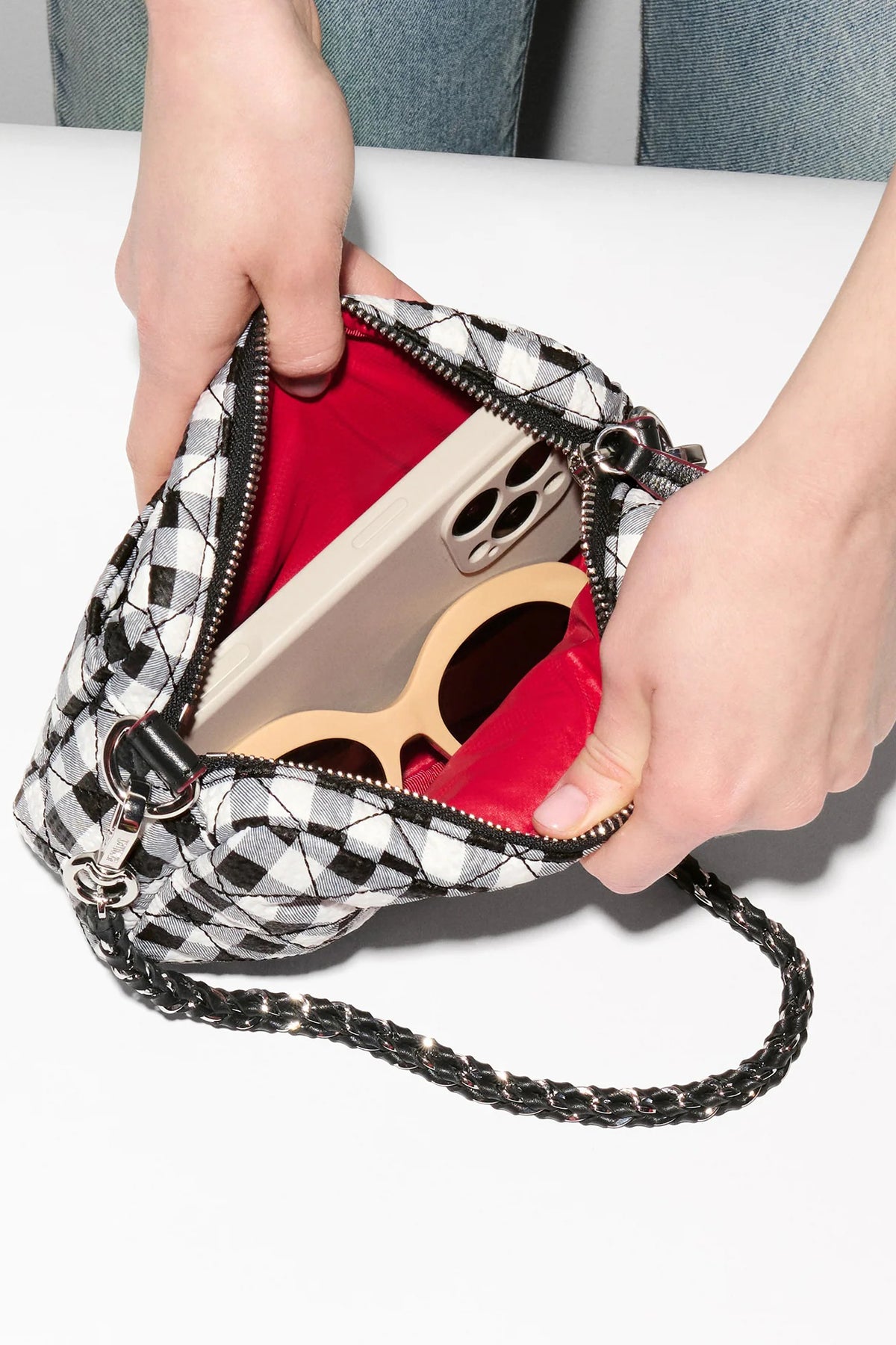 mz wallace gingham mini crosby crossbody