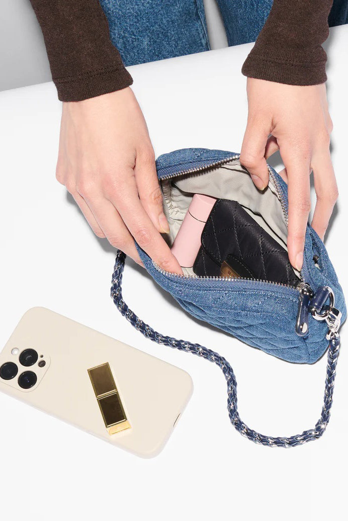 mz wallace true blue denim mini crosby crossbody