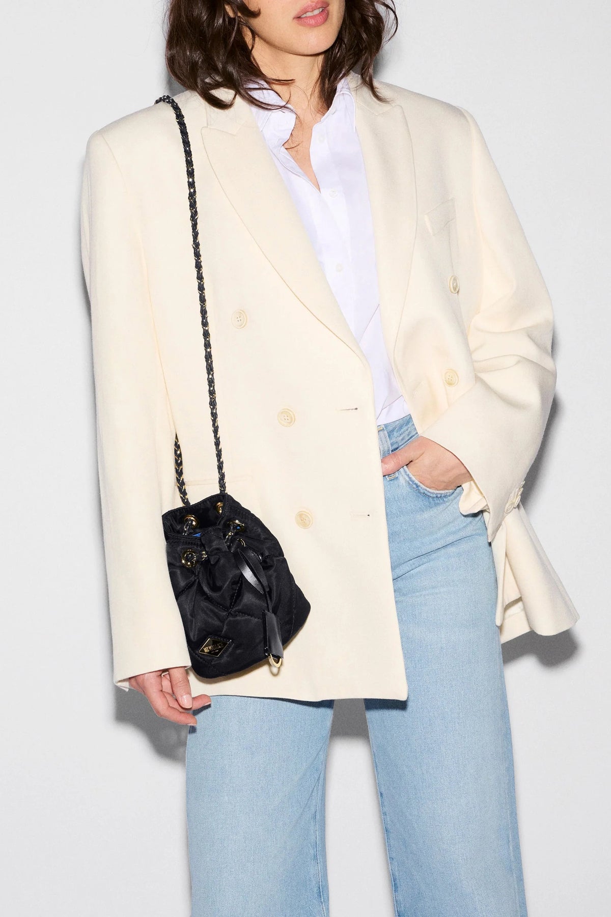 mz wallace black mini frankie bucket bag