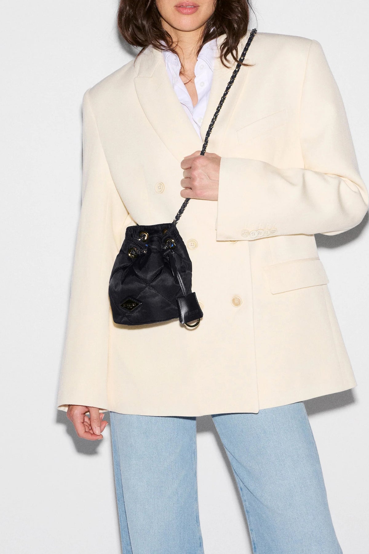 mz wallace black mini frankie bucket bag